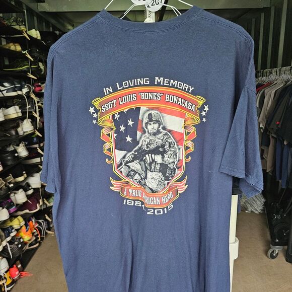 Blue Short Sleeve Tee with Patriotic Design - Picture 1 of 5